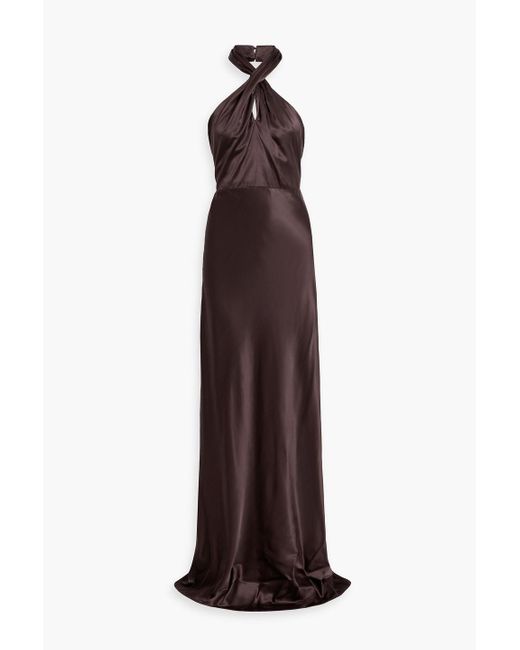 Veronica Beard Alberta Silk-blend Satin Halterneck Maxi Dress in Purple |  Lyst