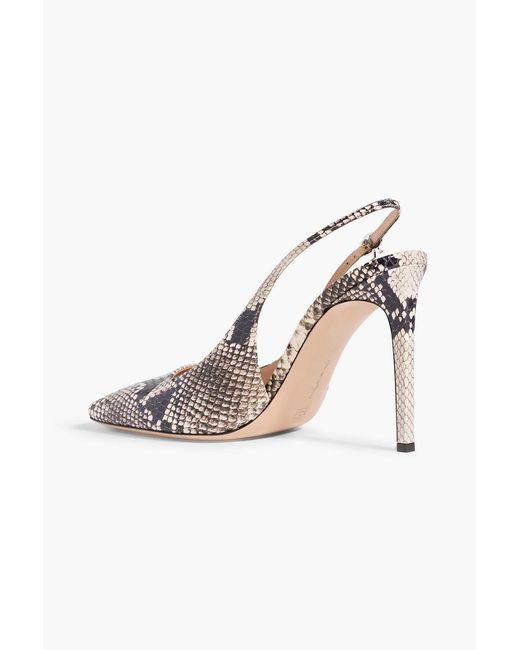 Gianvito Rossi Metallic Christina Snake-Effect Leather Slingback Pumps