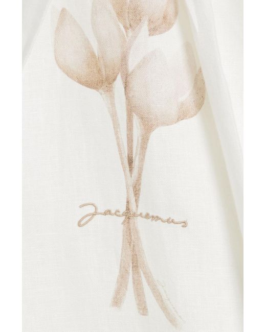 Jacquemus Natural Embroidered Printed Linen Shirt for men