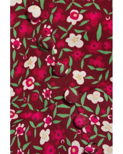 Saloni Red Margot Floral-Print Crepe Mini Dress
