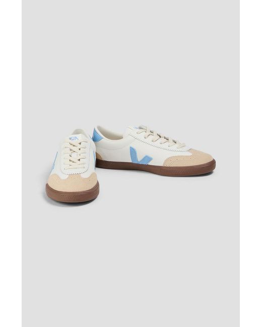 Veja White Volley Leather And Suede Sneakers