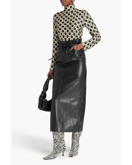 Nanushka Black Mikela Printed Silk-Twill Turtleneck Top