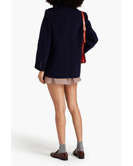 Maje Blue Double-breasted Wool-blend Felt Coat