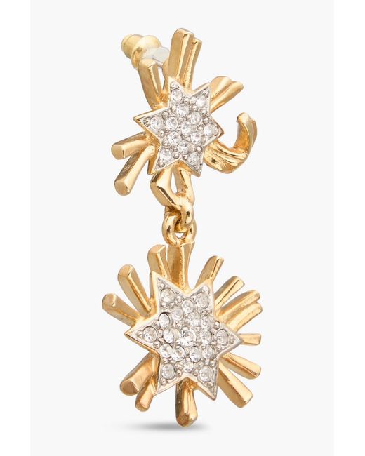Kenneth Jay Lane White Tone Crystal Earrings