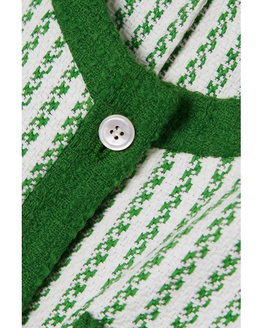 Giuliva Heritage Green Vera Striped Cotton-tweed Mini Dress
