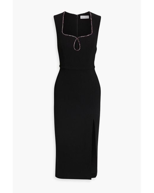 Rebecca Vallance Black Victoria Crystal-embellished Crepe Midi Dress