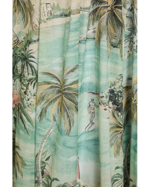 Zimmermann Green Strapless Printed Cotton-gauze Midi Dress