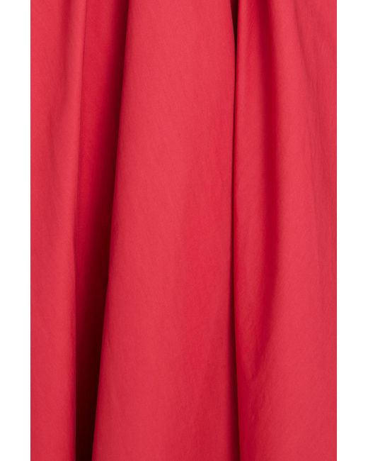 Brunello Cucinelli Red Bead-Embellished Cotton-Poplin Maxi Dress
