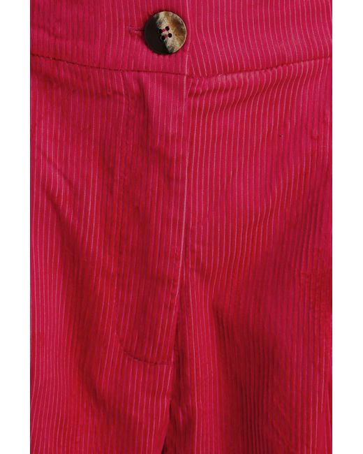 Ganni Red Cotton-blend Corduroy Shorts