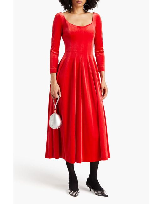 Philosophy Di Lorenzo Serafini Red Velvet Midi Dress