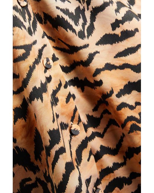 Saloni Multicolor Bobbi hemd aus seidensatin mit tigerprint