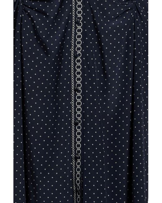 Veronica Beard Blue Printed Satin Midi Shirt Dress