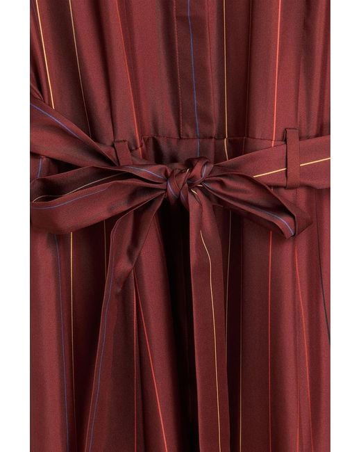 Gabriela Hearst Red Galway Striped Silk-Twill Midi Shirt Dress