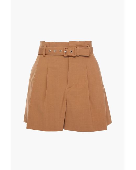 RED Valentino Natural Pleated Belted Twill Shorts