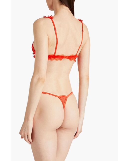 LoveStories Red Love Lace Lace-trimmed Point D'esprit Triangle Bra
