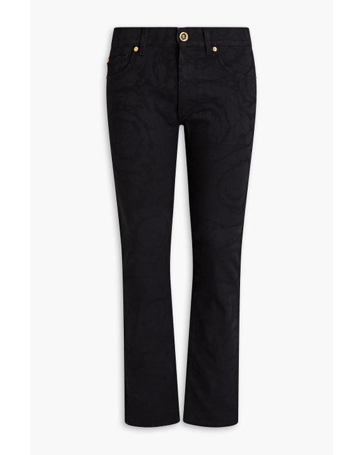 Versace Black Appliquéd Floral-jacquard Pants for men