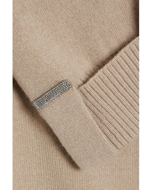Brunello Cucinelli Natural Bead-Embellished Cashmere Sweater