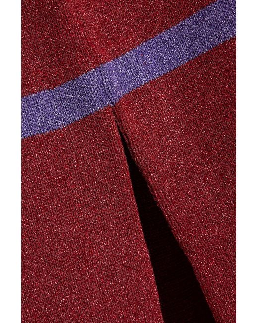 Rabanne Red Gestreiftes maxikleid aus strick mit rollkragen und metallic-effekt
