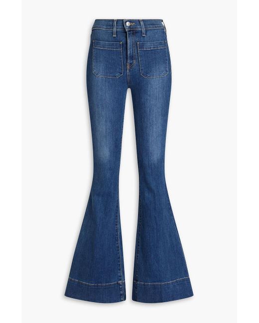 Veronica Beard Blue Sheridan Faded High-rise Flared Jeans