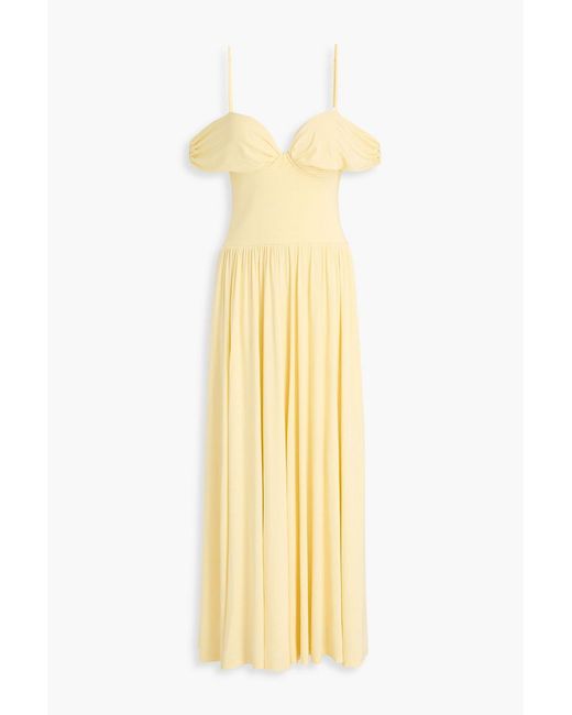 Jonathan Simkhai Metallic Amarantha Off-The-Shoulder Stretch-Jersey And Stretch-Knit Maxi Dress