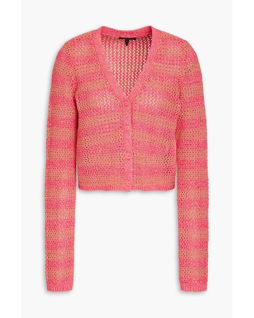 Rag & Bone Pink Cropped Striped Open-knit Cardigan