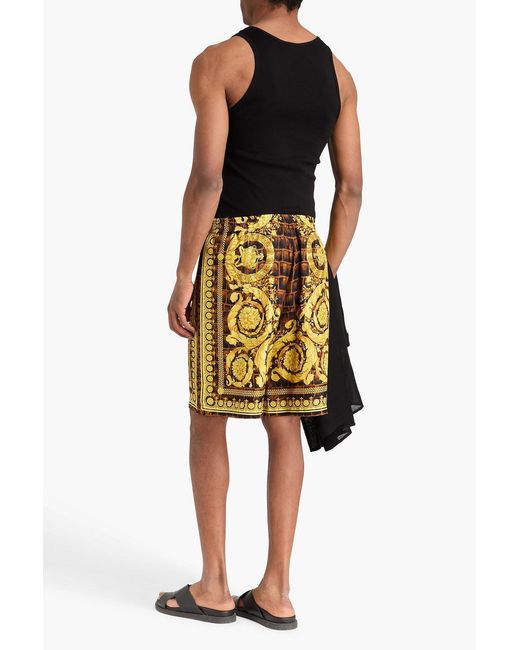 Versace Metallic Printed Silk-Twill Shorts for men