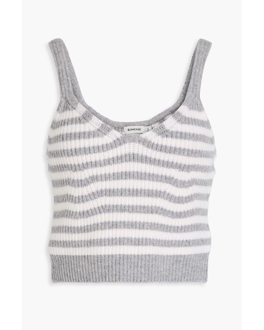 Jonathan Simkhai Gray Braylee Striped Wool And Cashmere-Blend Top