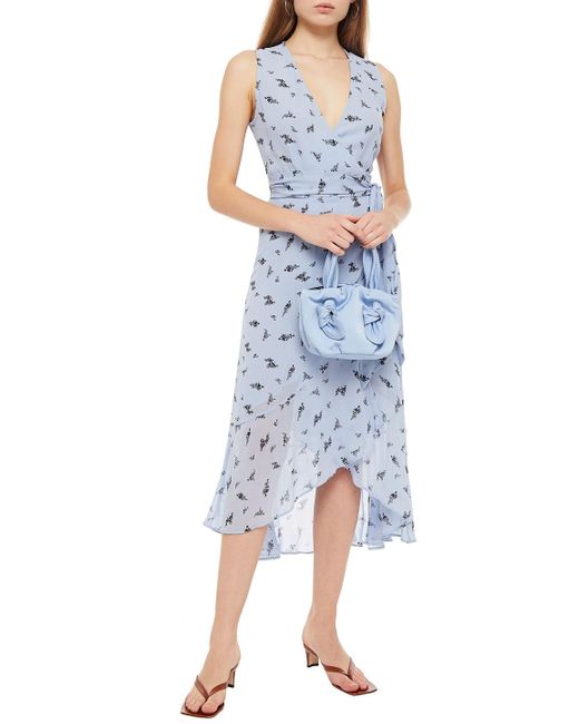 Ganni printed top georgette wrap dress