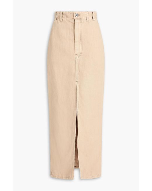 Brunello Cucinelli Natural Cotton And Linen-Blend Drill Maxi Skirt