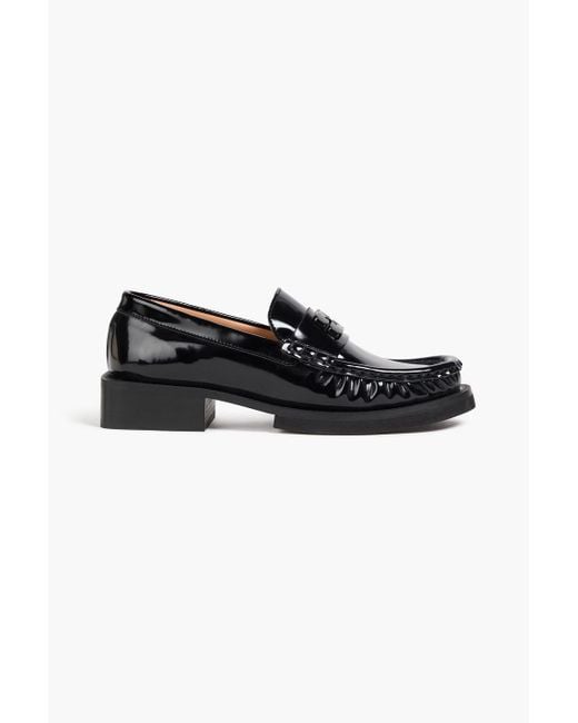Ganni Black Loafers aus einer lackledermischung mit verzierung