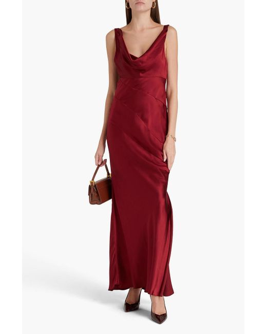 Nicholas Red Draped Silk-blend Satin Gown