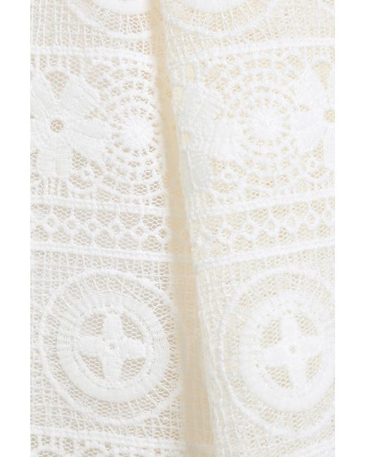 RED Valentino White Pleated Lace Mini Skirt