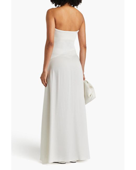 Jonathan Simkhai White Kory Strapless Knit-paneled Satin-crepe Maxi Dress