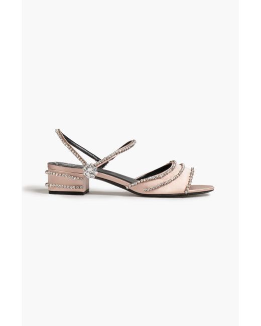Roger Vivier Pink Flower strass sandalen aus satin mit kristallverzierung