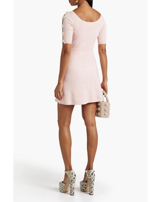 RED Valentino Pink Bow-detailed Knitted Mini Dress