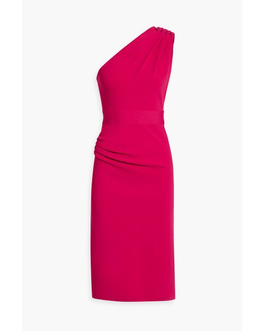Hervé Léger Pink One-shoulder Embellished Stretch-knit Dress