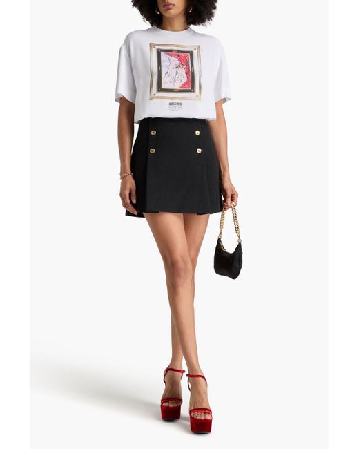 Moschino Black Wrap-effect Cotton-blend Tweed Mini Skirt