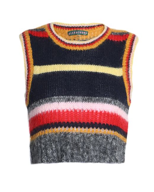 AlexaChung Black Striped Intarsia-knit Sweater