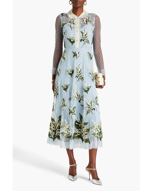 RED Valentino Embroidered Tulle And Point D'esprit Midi