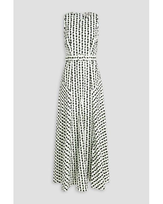 Diane von Furstenberg White Elliot Belted Printed Cotton And Linen-blend Maxi Dress