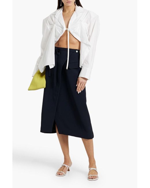 3.1 Phillip Lim Blue Wrap-Effect Crepe Midi Skirt