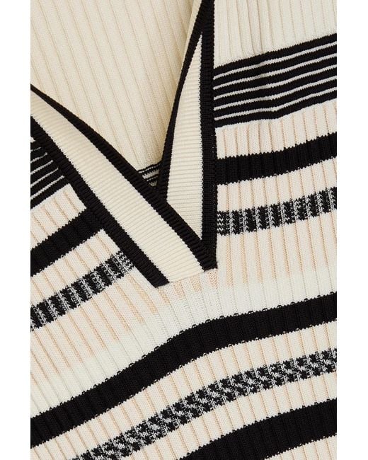 Jonathan Simkhai Gray Striped Ribbed-Knit Mini Dress