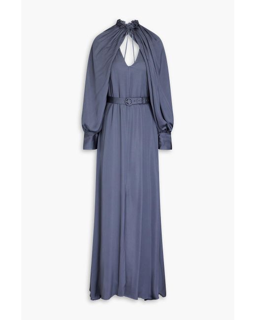 Palmer//Harding Blue Cutout Satin Maxi Dress