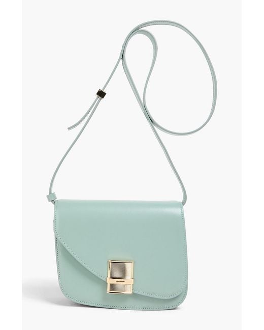 Ferragamo Blue Fiamma Leather Shoulder Bag