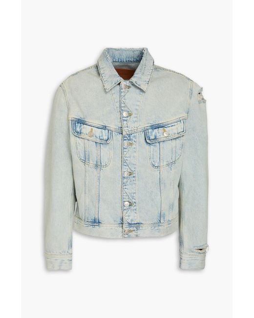 Sandro Blue Distressed Faded Denim Jacket for men