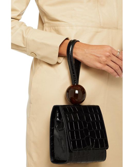 BY FAR Ball Croco Embossed Leather Clutch Bag in Black Lyst