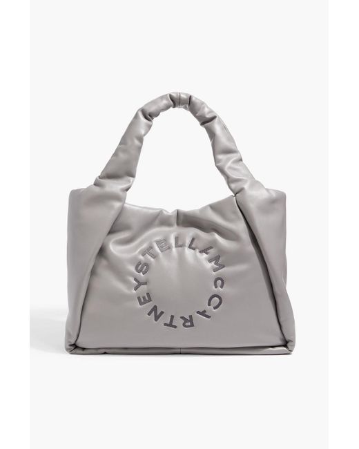 Stella McCartney Gray Embroidered Padded Faux Leather Tote