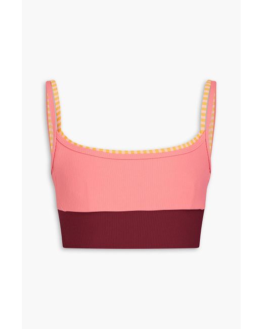 The Upside Pink Supermoon Maddie Ribbed Two-tone Stretch Sports Bra