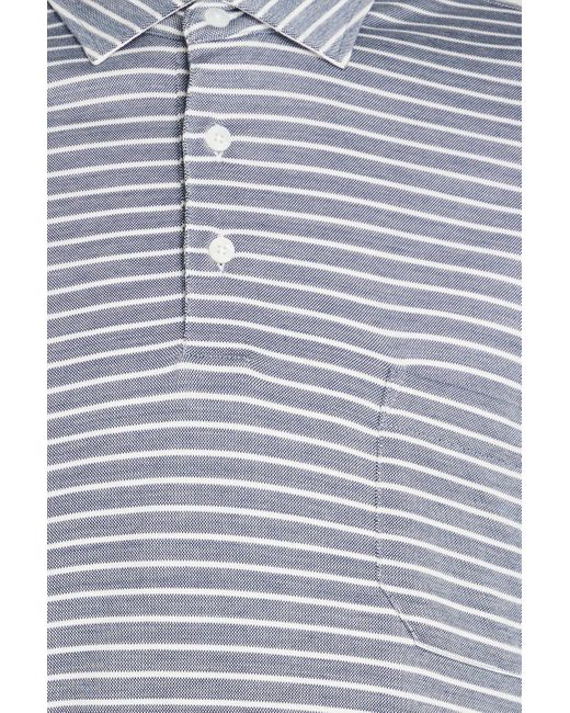 Dunhill Gray Striped Cotton And Silk-blend Jersey Polo Shirt for men