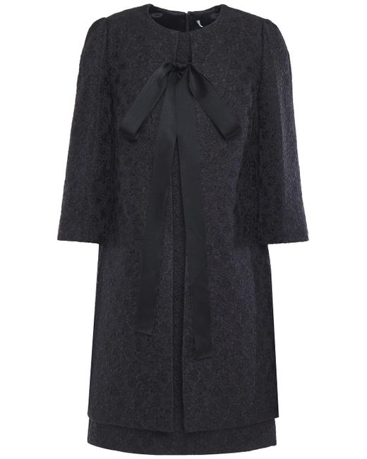 Dolce & Gabbana Black Bow-detailed Cotton And Silk-blend Brocade Dress